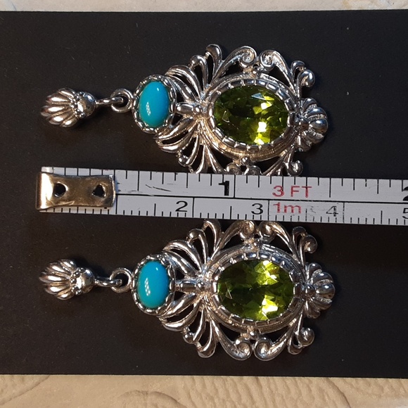 925 Genuine, Untreated Peridot and Sleeping Beauty Turquoise.  Bold. - Picture 5 of 8